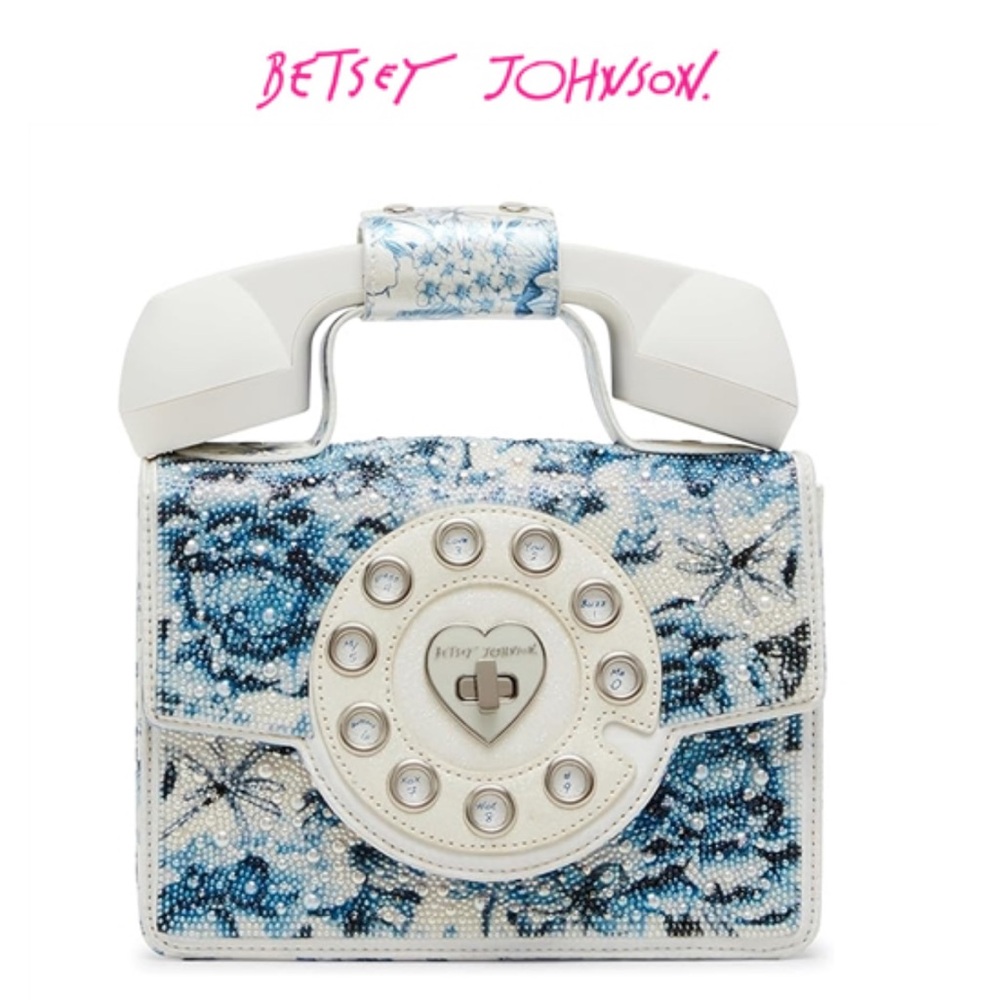 Betsey Johnson Retro Blue and White Phone Handbag